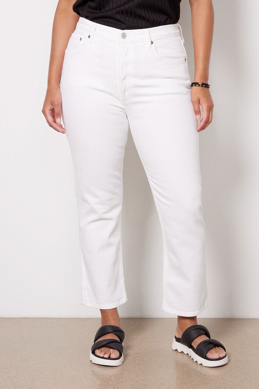 Agolde Riley High Rise Straight Cropped Jeans Cotton Denim Minimalist Preppy 32